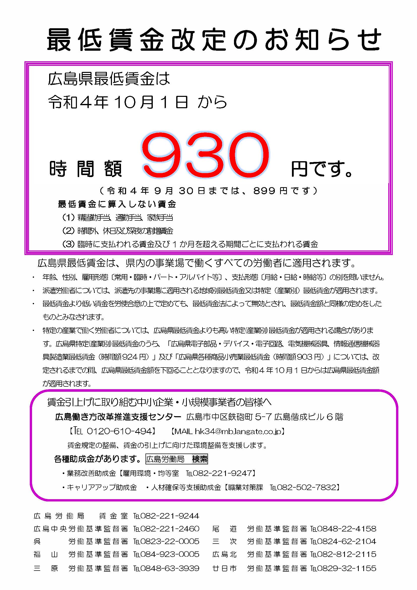 広島県の最低賃金について 因島商工会議所